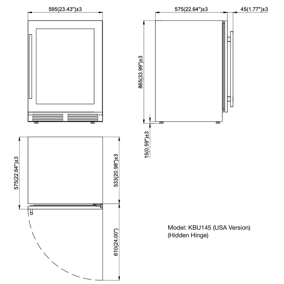 KingsBottle Ultimate Under-Bench Wine & Beverage Refrigerator Combo with Low-E Glass Door (KBU145BW2)