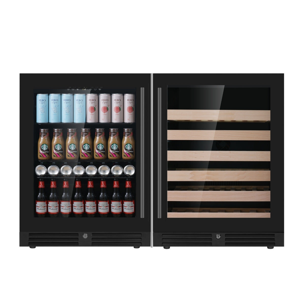 KingsBottle Ultimate Under-Bench Wine & Beverage Refrigerator Combo with Low-E Glass Door (KBU145BW2)