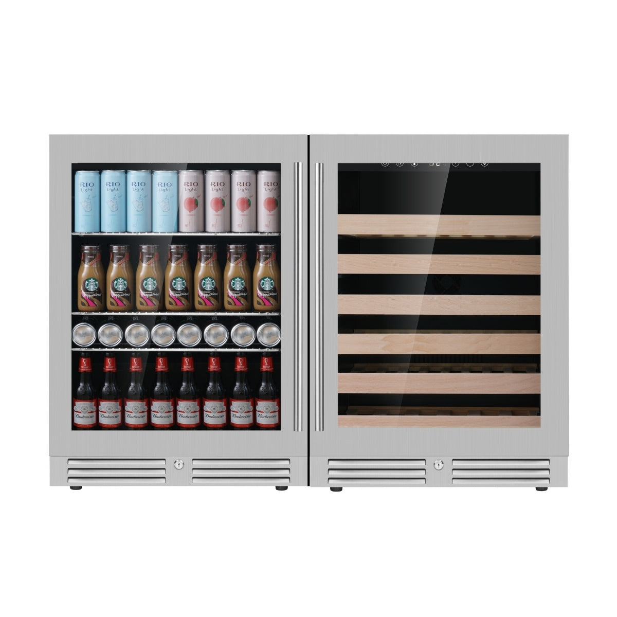 KingsBottle Ultimate Under-Bench Wine & Beverage Refrigerator Combo with Low-E Glass Door (KBU145BW2)