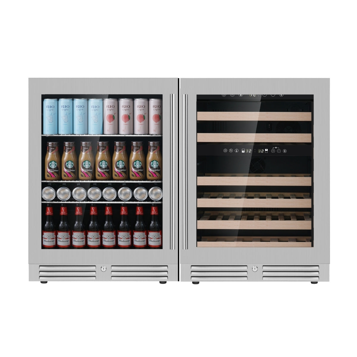 KingsBottle 48" Ultimate Under Bench Wine Fridge and Bar Refrigerator Combo with 3 Temp. Zones (KBU145BW3)