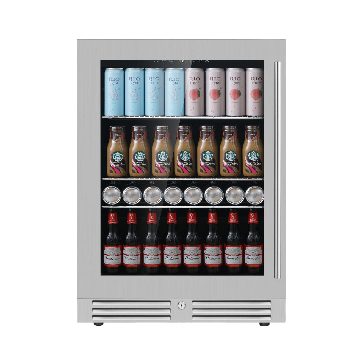 KingsBottle 24 Inch Under Counter LOW-E Glass Door Beer Fridge ( KBU145BX )