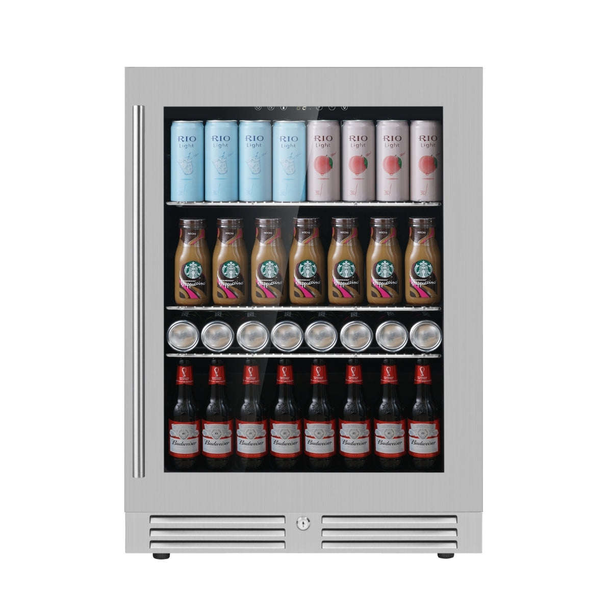 KingsBottle 24 Inch Under Counter LOW-E Glass Door Beer Fridge ( KBU145BX )