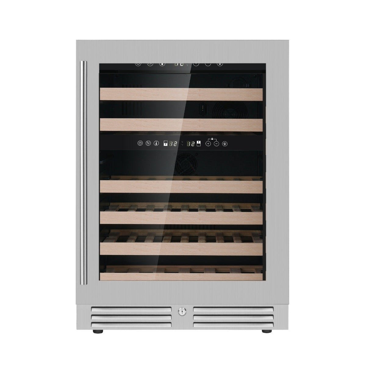 KingsBottle Dual Zone 24 Inch Under Counter LOW-E Glass Door Wine Cooler ( KBU145DX )