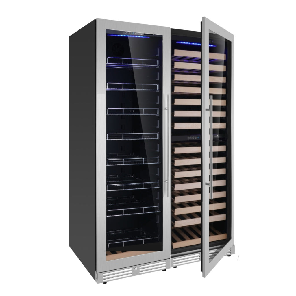 KingsBottle Upright Wine & Beverage cooler Combo With Triple Temp. Zones (KBU425BW3)