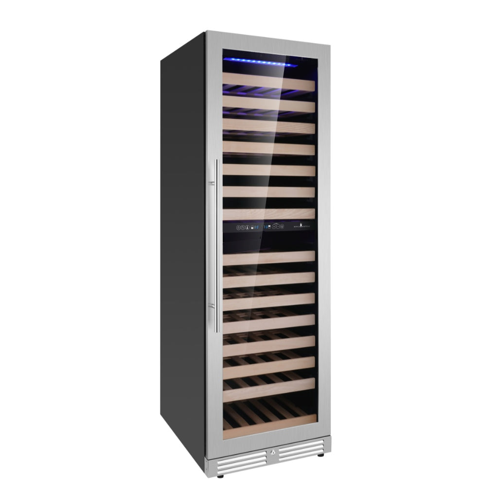 KingsBottle Dual Zone Upright Low-E Glass Door Large Wine Cooler (KBU425DX)