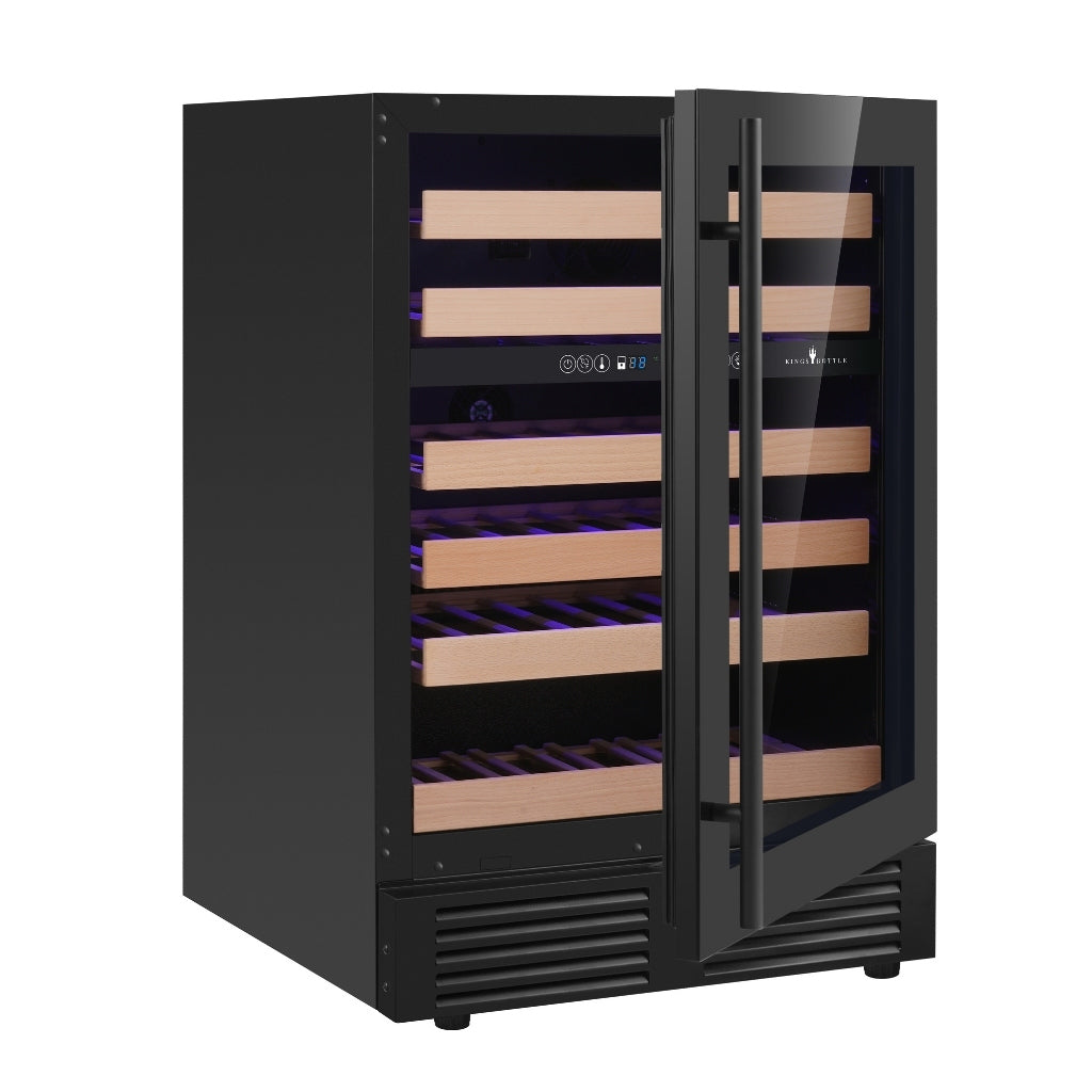 KingsBottle Dual Zone 24 Inch Under Counter LOW-E Glass Door Wine Cooler ( KBU145DX )