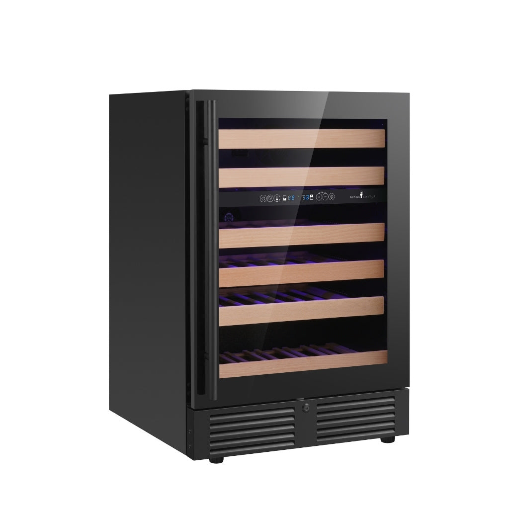 KingsBottle Dual Zone 24 Inch Under Counter LOW-E Glass Door Wine Cooler ( KBU145DX )