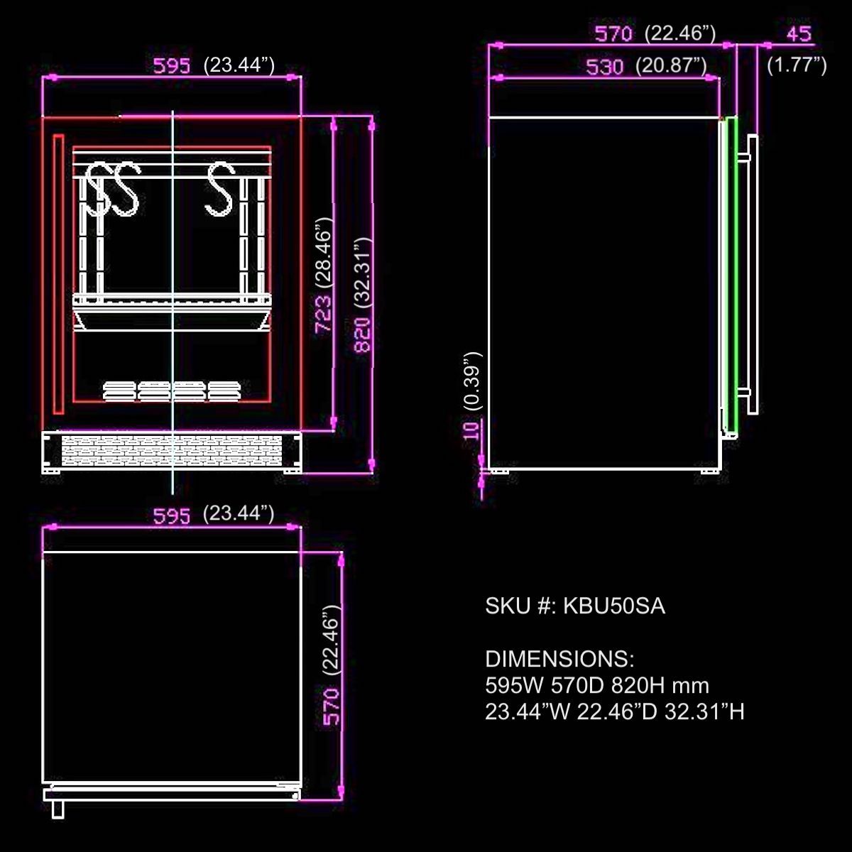 KingsBottle 24 Inch Glass Door Under Counter Steak Ager Fridge ( KBU50SA)