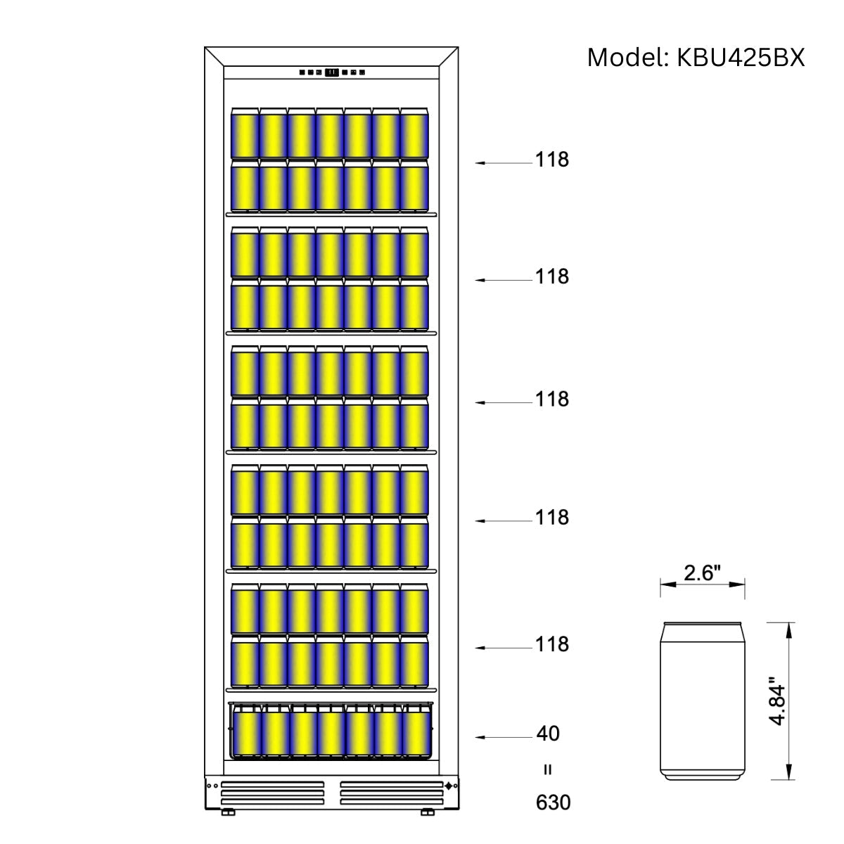 KingsBottle Large Beverage Refrigerator With Low-E Glass Door(KBU425DX)